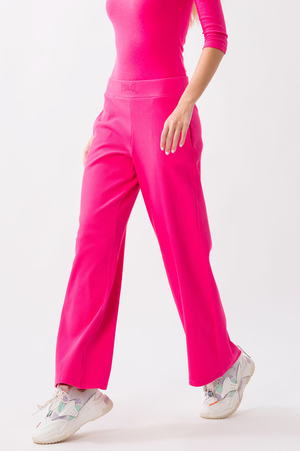 PALAZZO TROUSERS IN STRETCH RIB