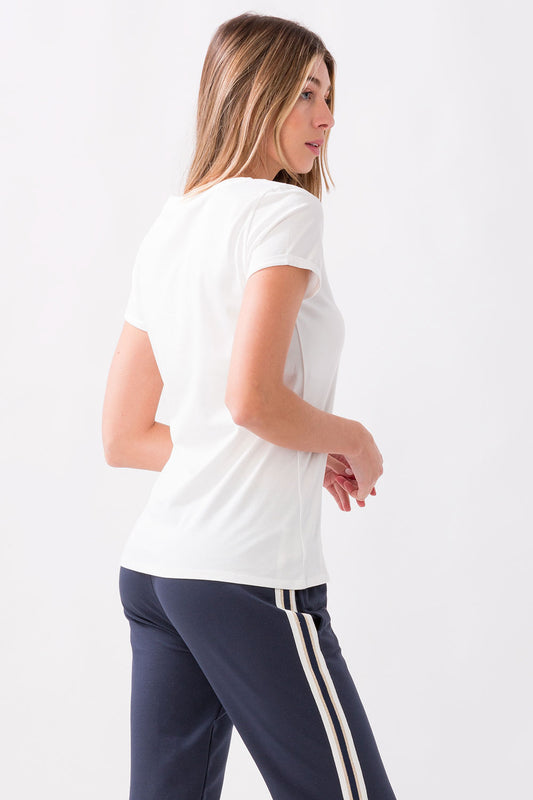 T-SHIRT IN JERSEY STRETCH CON MICRO-BORCHIE