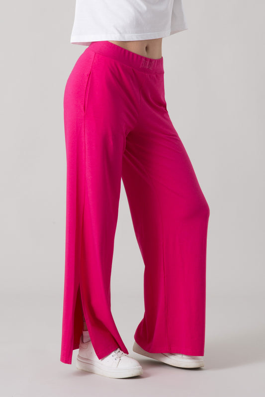 BASIC PALAZZO TROUSERS WITH SIDE SLITS