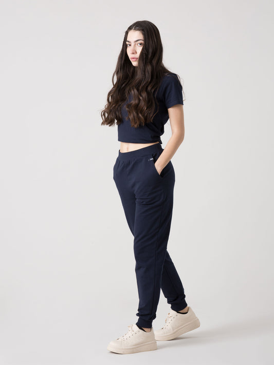 PANTALONE SPORTIVO DONNA EVERLAST IN FELPA JERSEY STRETCH NON GARZATA CON TASCHE