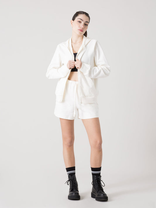 EVERLAST FELPA DONNA CON CAPPUCCIO FULL ZIP E MAXI STAMPA FOIL