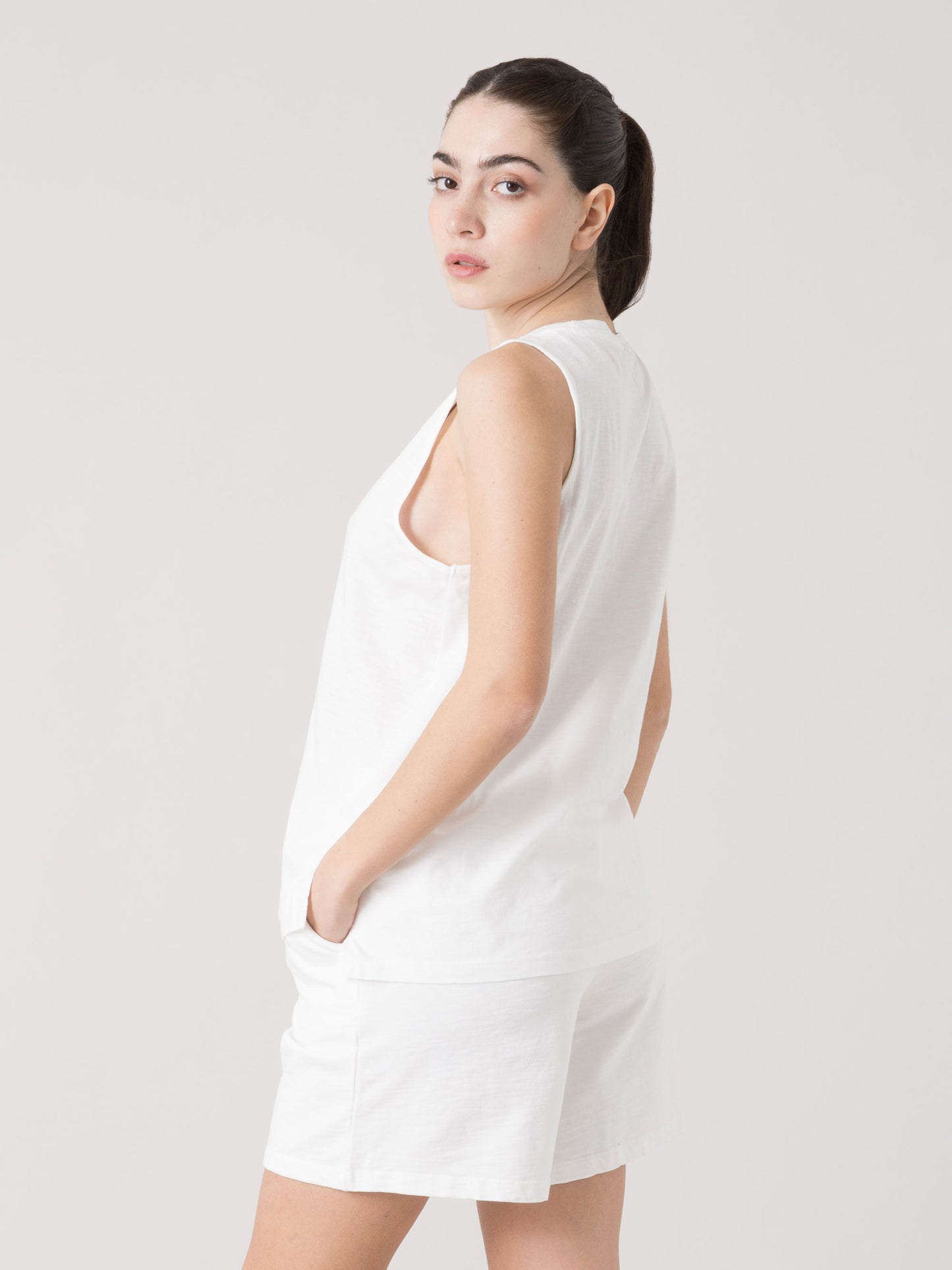 CANOTTA DONNA EVERLAST IN LIGHT SLUB JERSEY CON SCOLLO A V