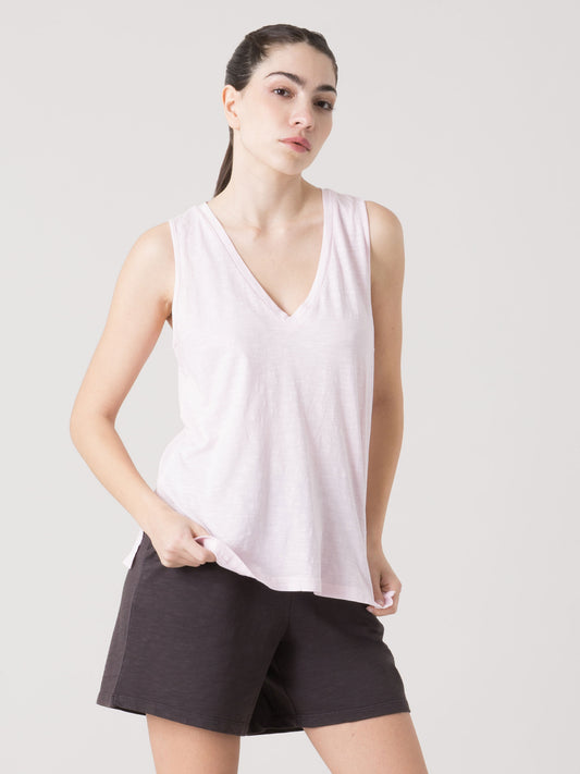 CANOTTA DONNA EVERLAST IN LIGHT SLUB JERSEY CON SCOLLO A V