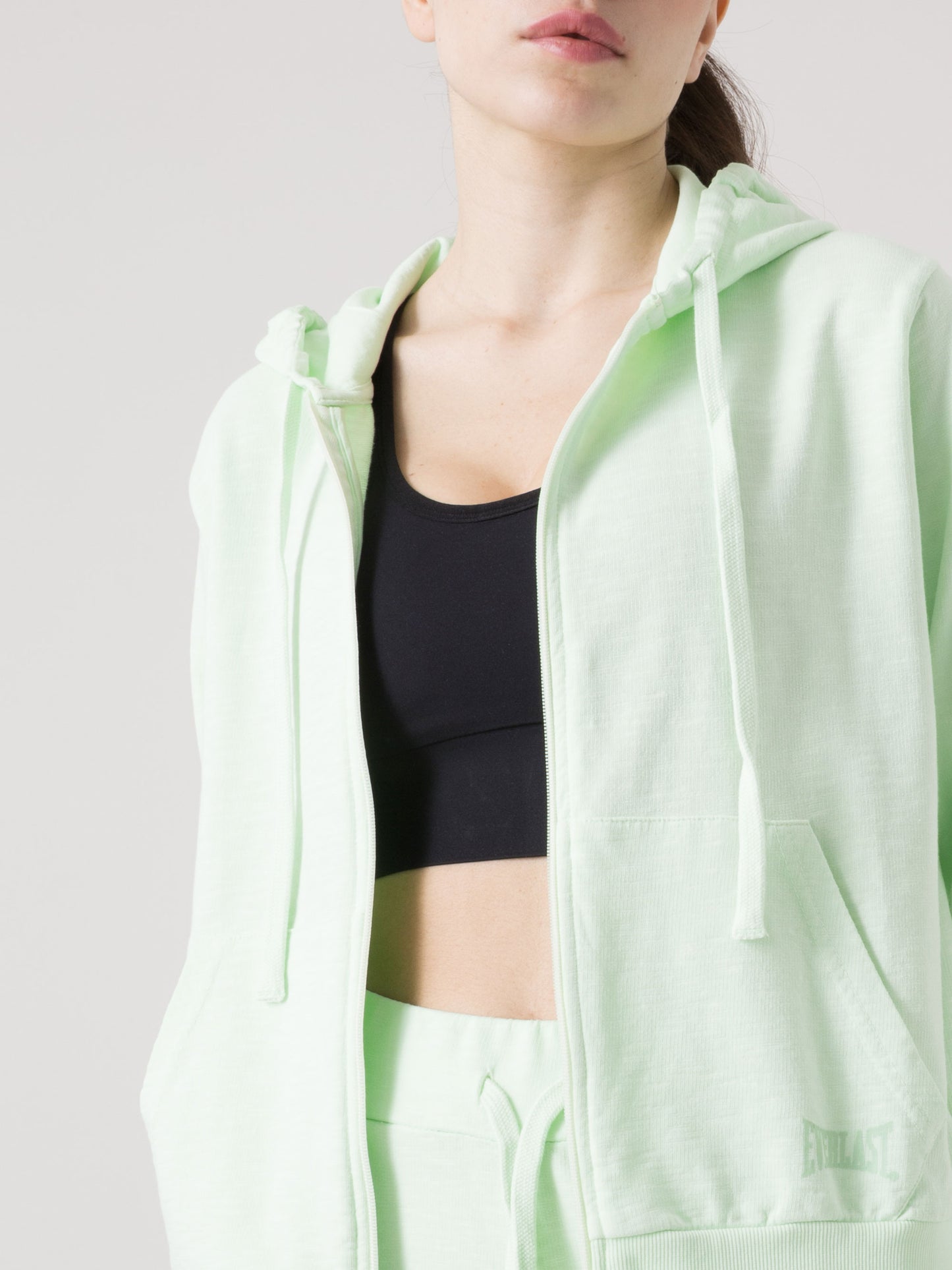 EVERLAST FELPA DONNA FULL ZIP CON CAPPUCCIO IN SLUB