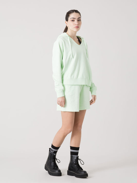 FELPA DONNA EVERLAST CON CAPPUCCIO E SCOLLO AMPIO IN TESSUTO FELPATO