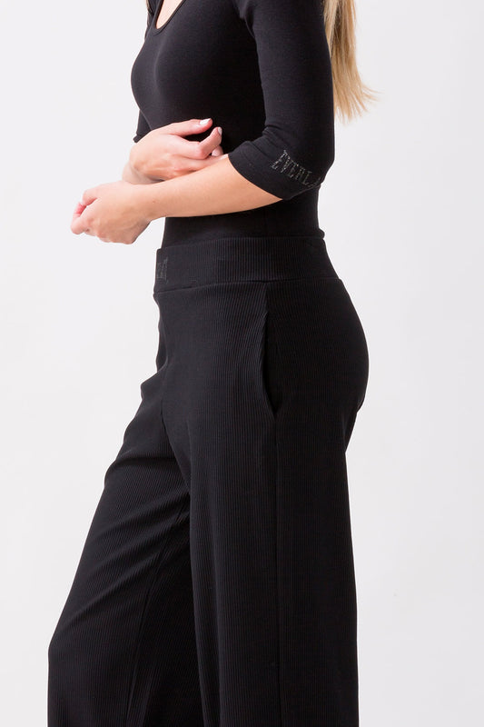 PALAZZO TROUSERS IN STRETCH RIB