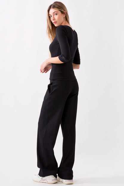 RIBBED STRETCH TOP DYNAMIC WOLRD