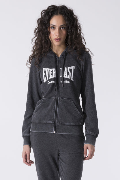 FELPA FULL ZIP CON CAPPUCCIO MINIMAL BOXING
