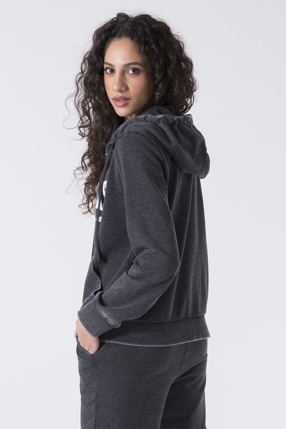 FELPA FULL ZIP CON CAPPUCCIO MINIMAL BOXING