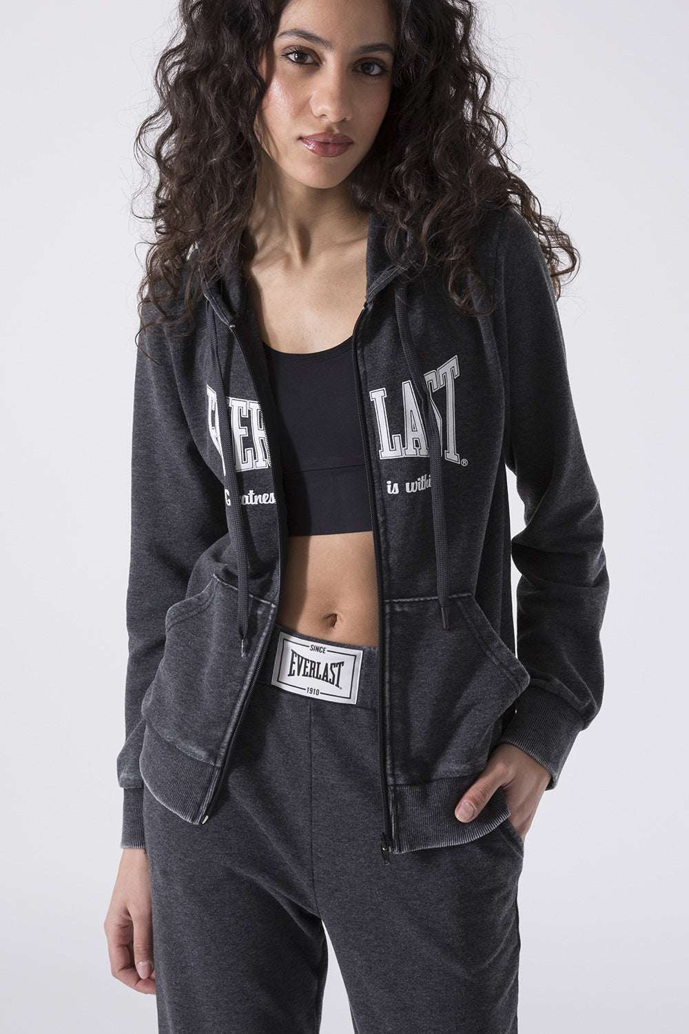FELPA FULL ZIP CON CAPPUCCIO MINIMAL BOXING