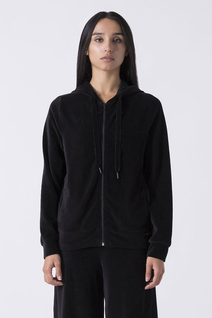SPORTSWEAR GIACCA FULL ZIP CON CAPPUCCIO IN VELLUTO A COSTE