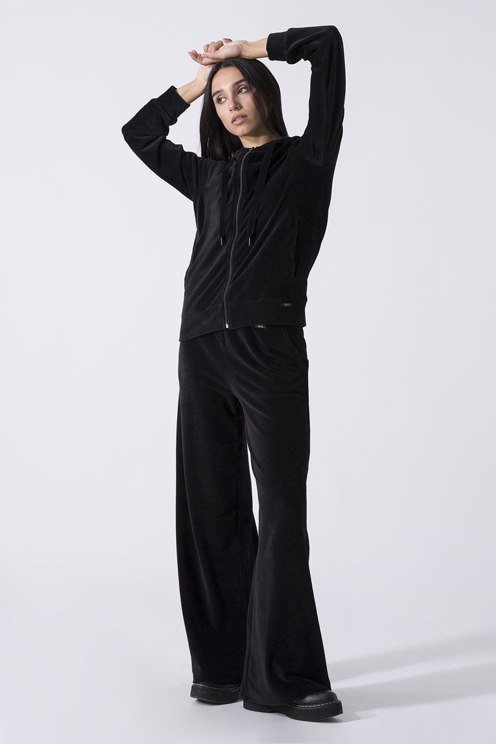 SPORTSWEAR GIACCA FULL ZIP CON CAPPUCCIO IN VELLUTO A COSTE