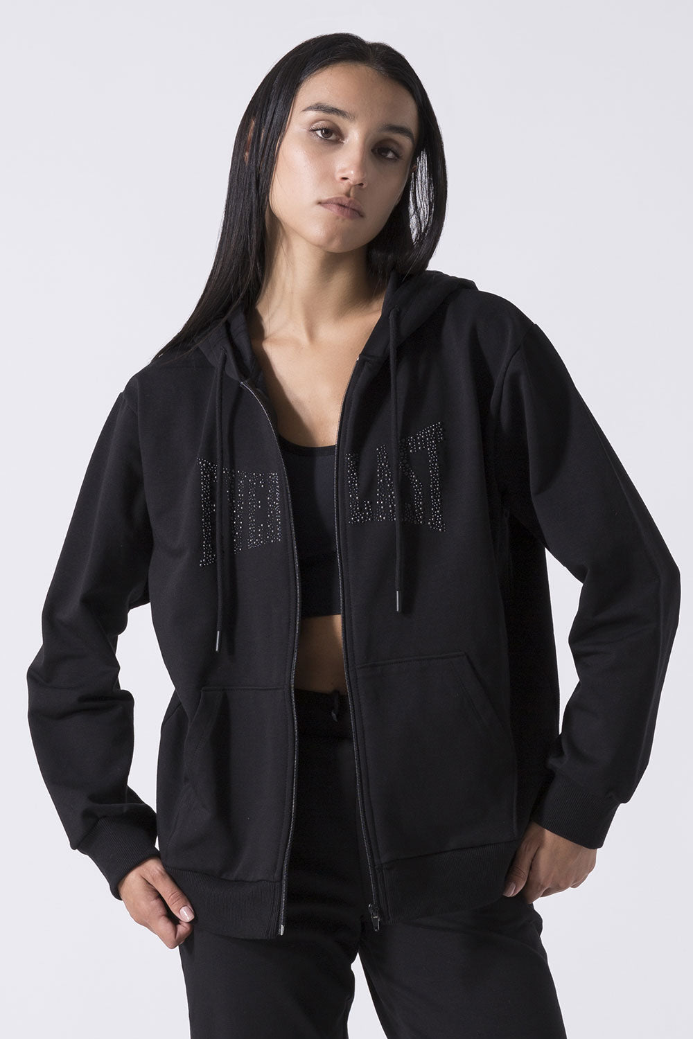 LEISURE FELPA OVER FULL ZIP CON CAPPUCCIO