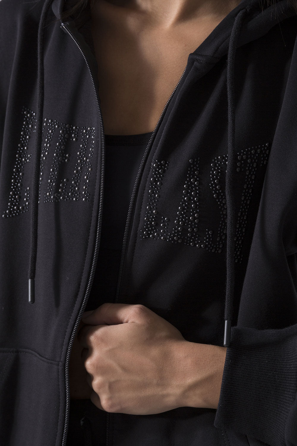 LEISURE FELPA OVER FULL ZIP CON CAPPUCCIO