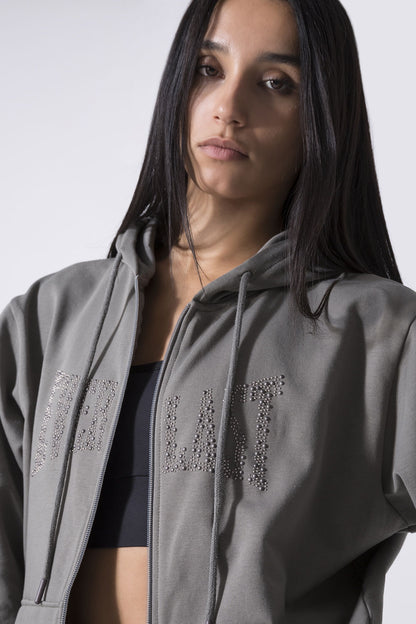 LEISURE FELPA OVER FULL ZIP CON CAPPUCCIO