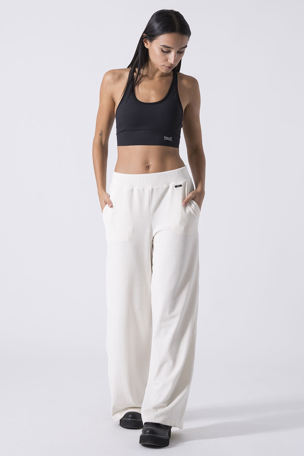 LEISURE PALAZZO RIBBED CHENILLE TROUSERS