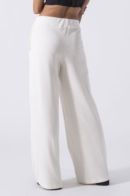 LEISURE PALAZZO RIBBED CHENILLE TROUSERS