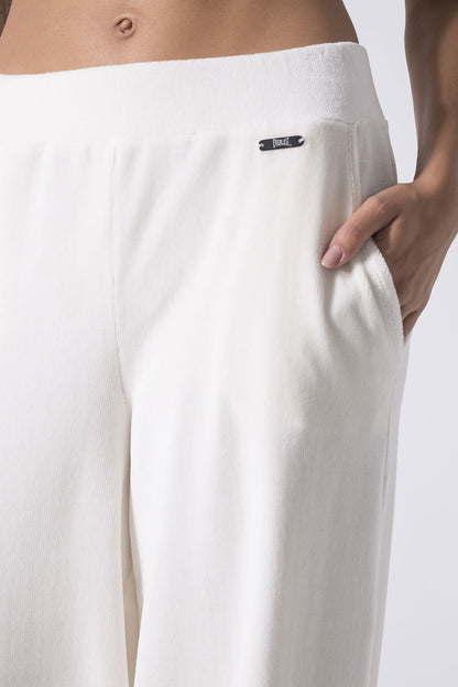 LEISURE PALAZZO RIBBED CHENILLE TROUSERS
