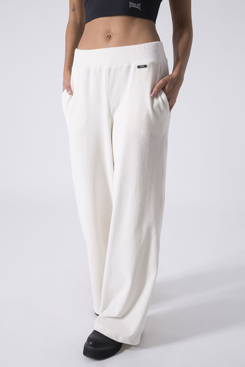 LEISURE PALAZZO RIBBED CHENILLE TROUSERS