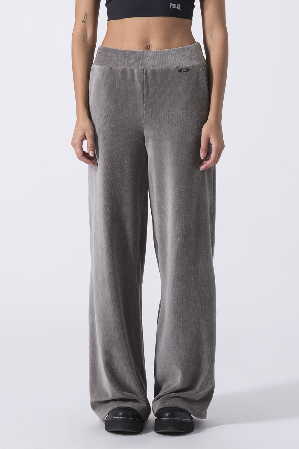 LEISURE PALAZZO RIBBED CHENILLE TROUSERS