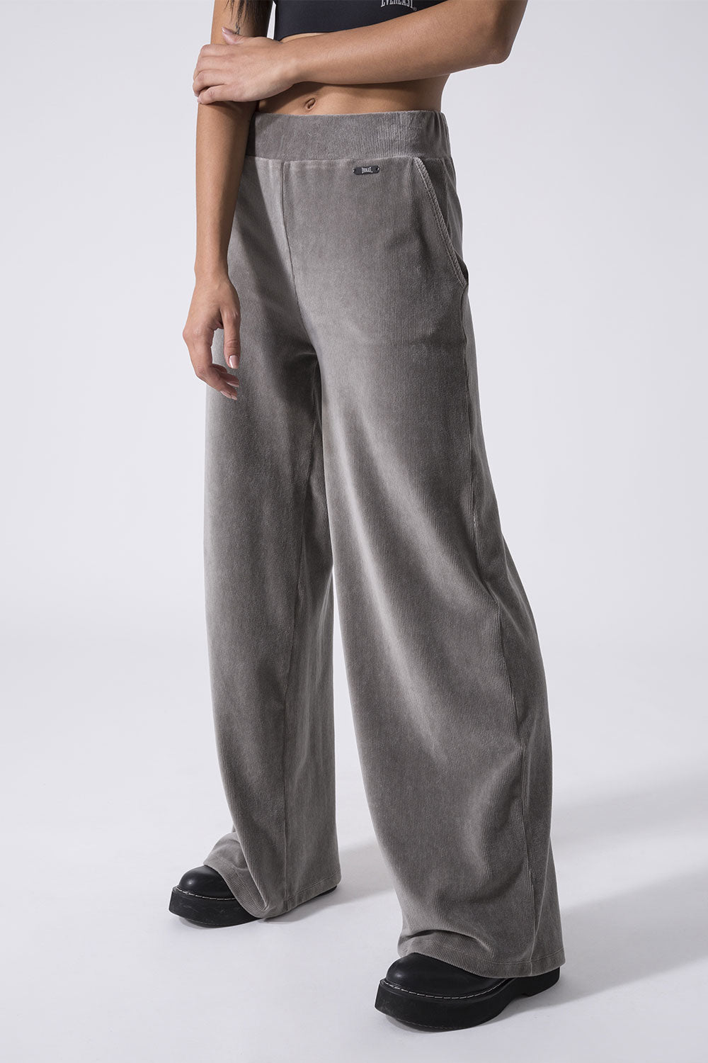 LEISURE PALAZZO RIBBED CHENILLE TROUSERS