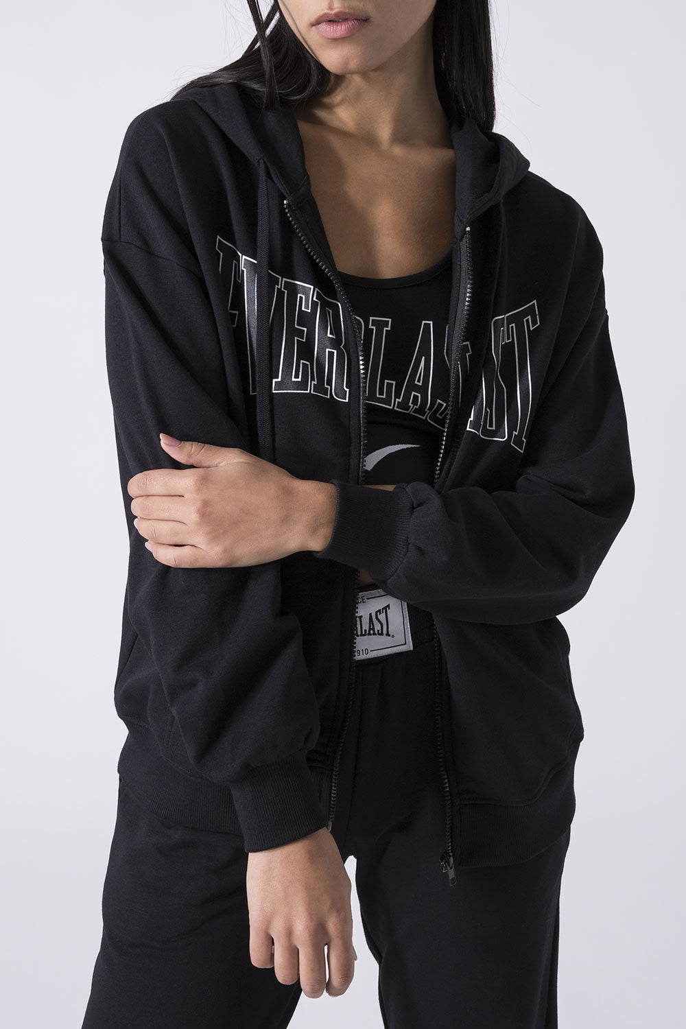 ICONIC FELPA FULL ZIP CON CAPPUCCIO CON LOGO