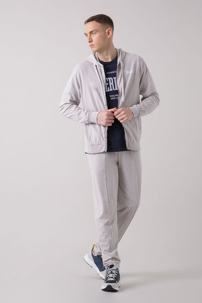 TREATMENT FELPA FULL ZIP CON CAPPUCCIO IN TESSUTO FIAMMATO
