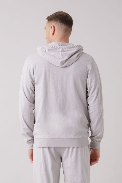 TREATMENT FELPA FULL ZIP CON CAPPUCCIO IN TESSUTO FIAMMATO
