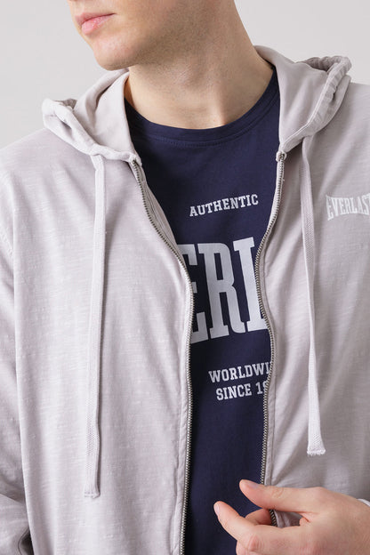 TREATMENT FELPA FULL ZIP CON CAPPUCCIO IN TESSUTO FIAMMATO