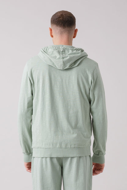 TREATMENT FELPA FULL ZIP CON CAPPUCCIO IN TESSUTO FIAMMATO