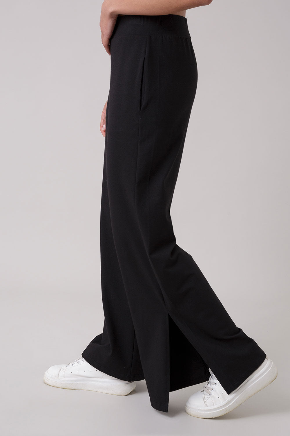 BASIC PANTALONE PALAZZO CON SPACCHI LATERALI