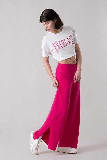 BASIC PANTALONE PALAZZO CON SPACCHI LATERALI