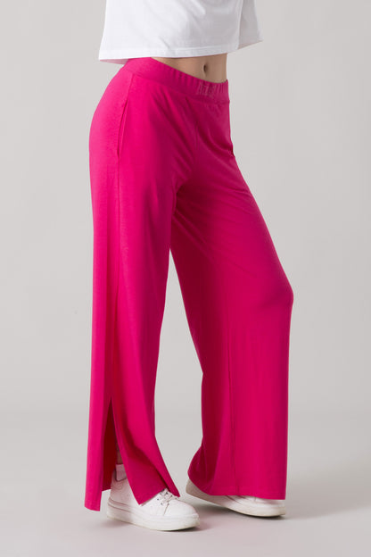 BASIC PANTALONE PALAZZO CON SPACCHI LATERALI