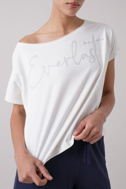 TREATMENT T-SHIRT CON SCOLLO A BARCA CON LOGO