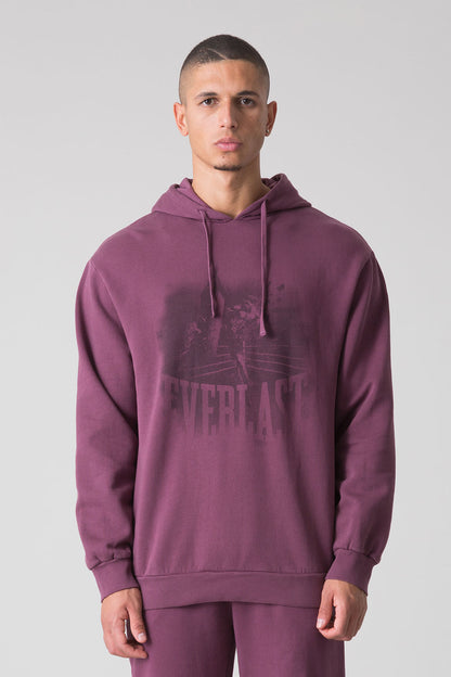 SUNFADED HOODED SWEATSHIRT WITH BOXING GRAPHIC