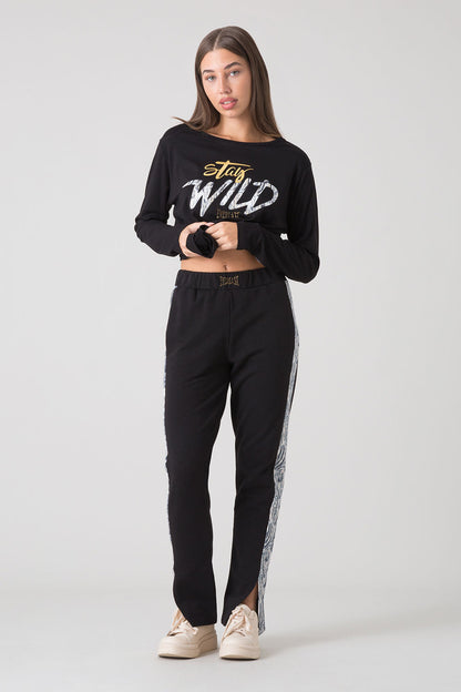 STAY WILD T-SHIRT A MANICHE LUNGHE CON GRAFICA