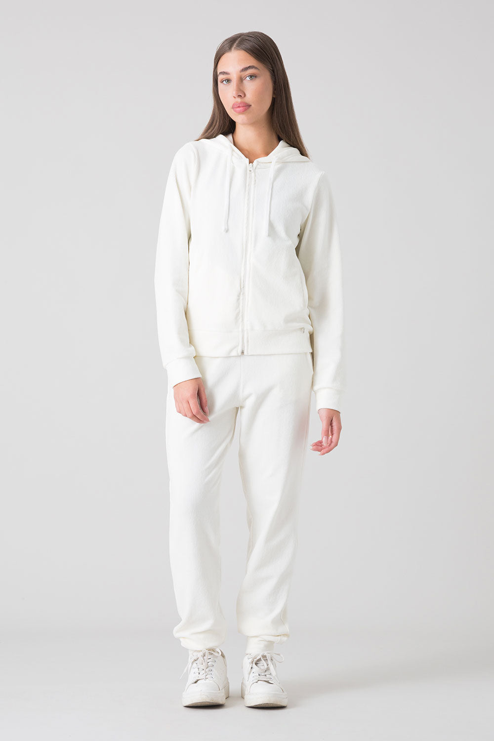 STAY WILD FELPA FULL ZIP CON CAPPUCCIO IN CINIGLIA A COSTINE