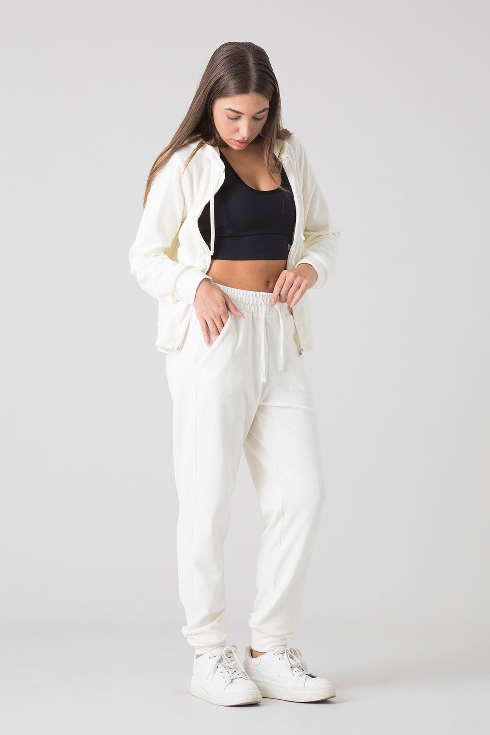 STAY WILD FELPA FULL ZIP CON CAPPUCCIO IN CINIGLIA A COSTINE
