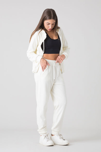 STAY WILD FELPA FULL ZIP CON CAPPUCCIO IN CINIGLIA A COSTINE