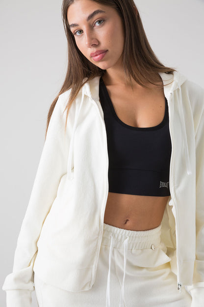 STAY WILD FELPA FULL ZIP CON CAPPUCCIO IN CINIGLIA A COSTINE