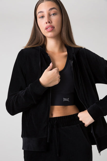 STAY WILD FELPA FULL ZIP CON CAPPUCCIO IN CINIGLIA A COSTINE