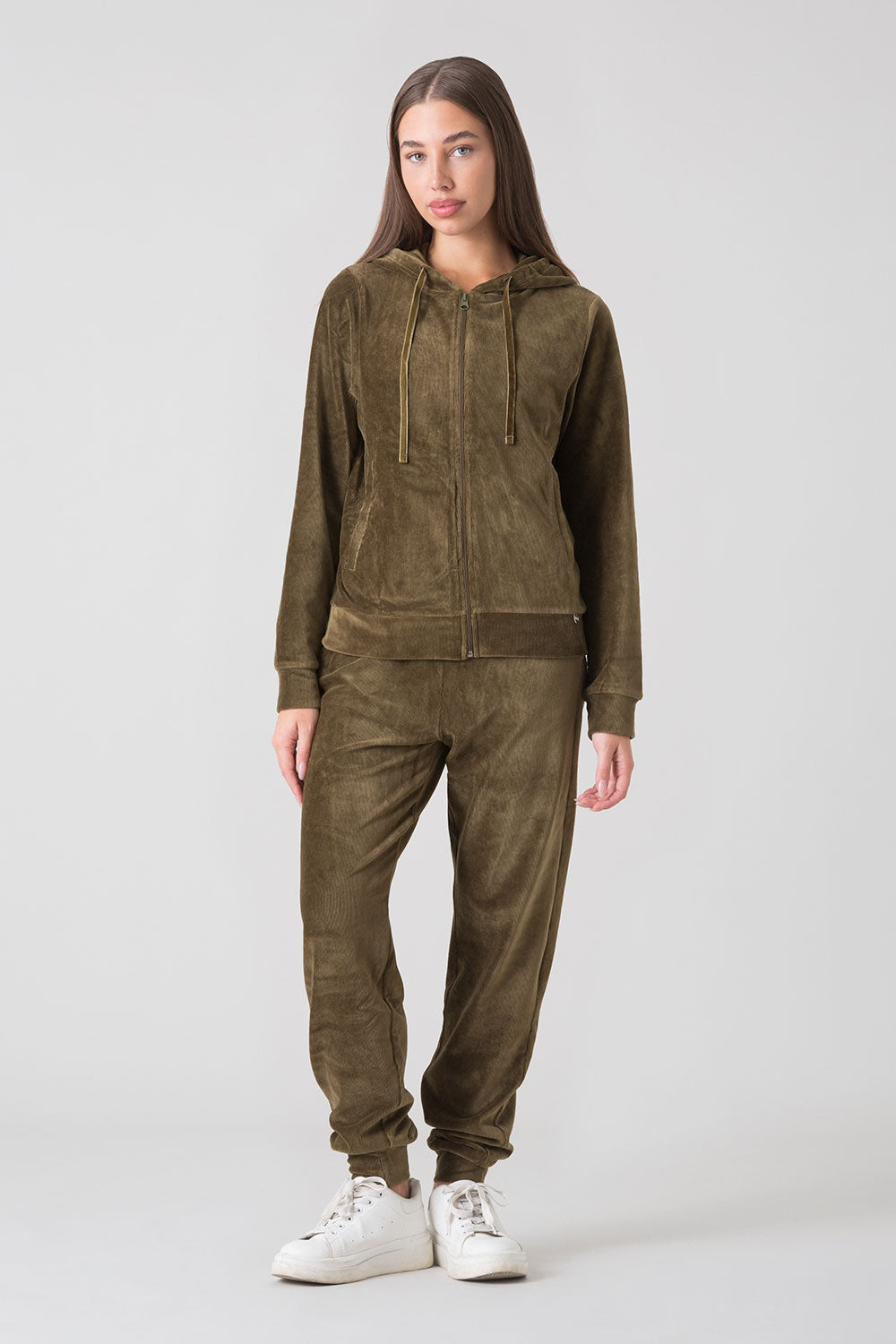 STAY WILD FELPA FULL ZIP CON CAPPUCCIO IN CINIGLIA A COSTINE