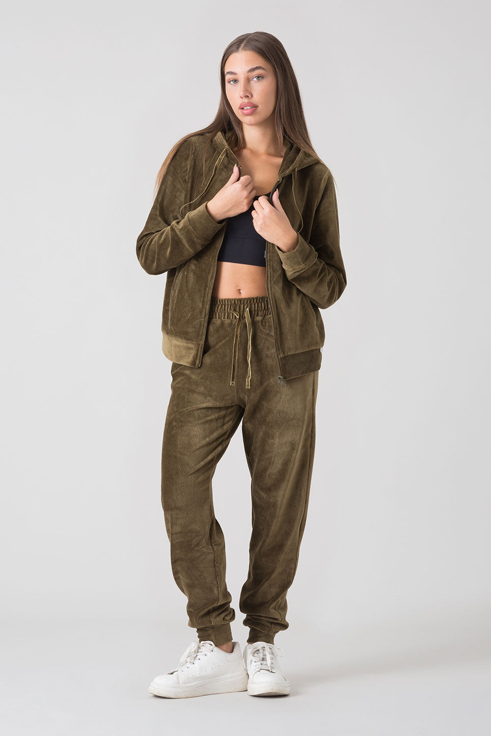 STAY WILD FELPA FULL ZIP CON CAPPUCCIO IN CINIGLIA A COSTINE
