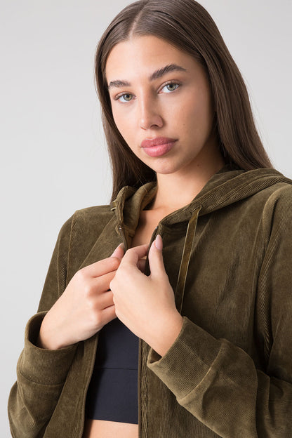 STAY WILD FELPA FULL ZIP CON CAPPUCCIO IN CINIGLIA A COSTINE