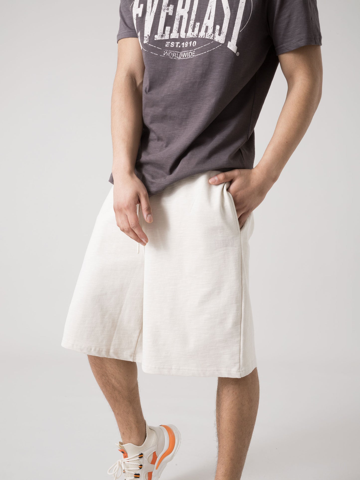 EVERLAST BERMUDA UOMO BASIC IN FELPA SLUB NON GARZATA CON COULISSE