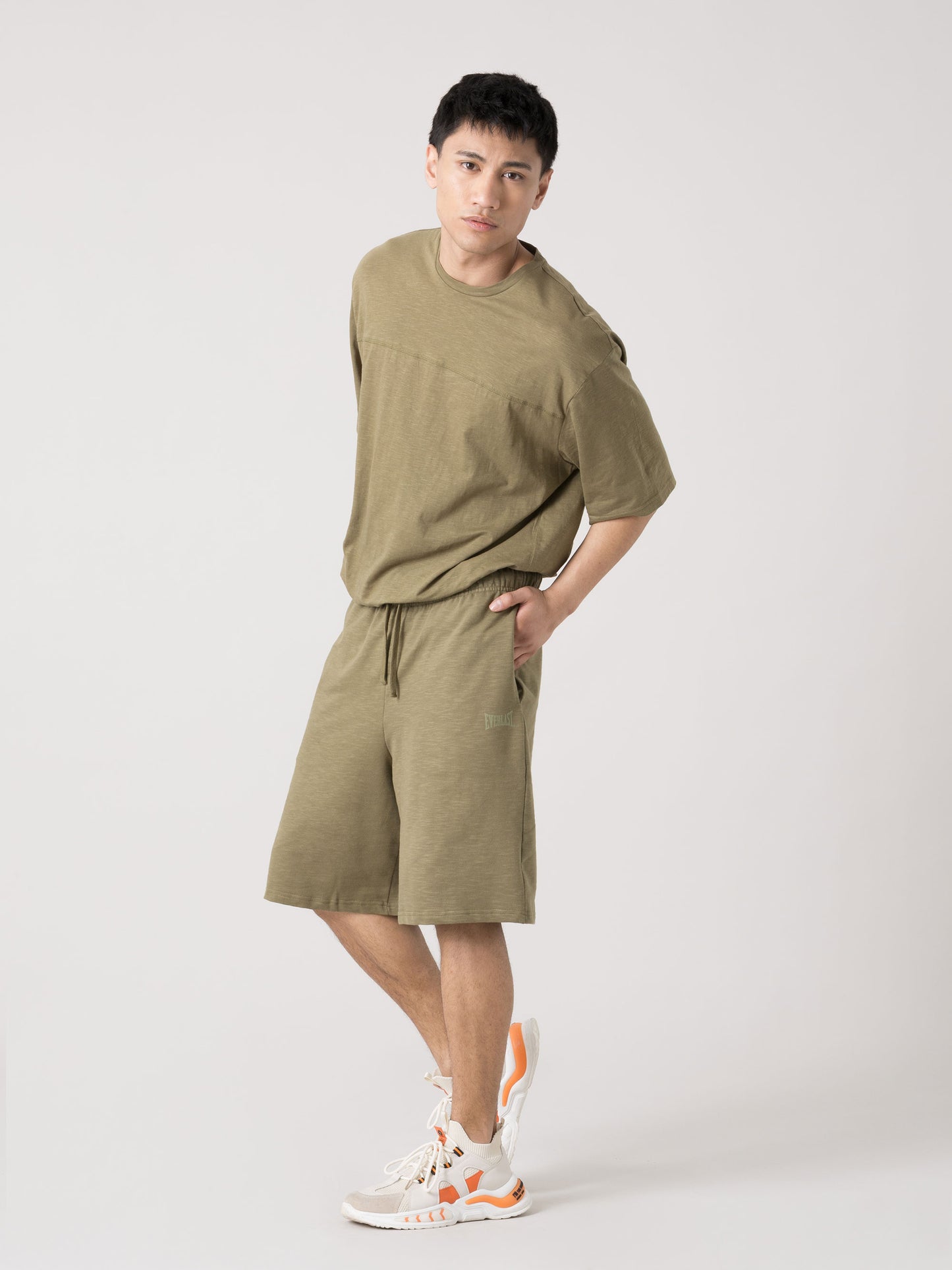 EVERLAST BERMUDA UOMO BASIC IN FELPA SLUB NON GARZATA CON COULISSE