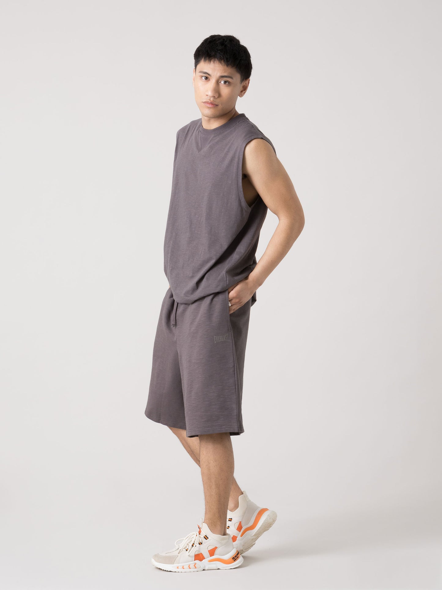 EVERLAST BERMUDA UOMO BASIC IN FELPA SLUB NON GARZATA CON COULISSE