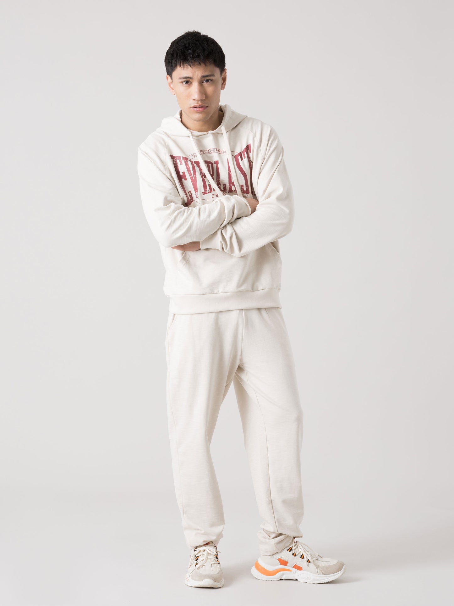 FELPA CON CAPPUCCIO UOMO EVERLAST IN SLUB CON LOGO FRONTALE VINTAGE