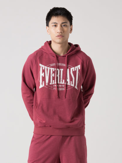 FELPA CON CAPPUCCIO UOMO EVERLAST IN SLUB CON LOGO FRONTALE VINTAGE