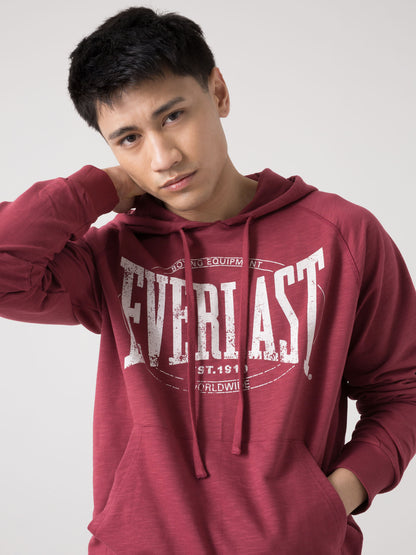FELPA CON CAPPUCCIO UOMO EVERLAST IN SLUB CON LOGO FRONTALE VINTAGE